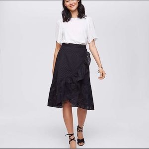 Loft Eyelet Black Knee Length Skirt
